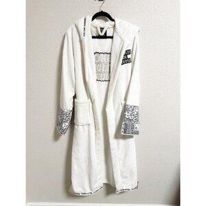 As*holes Live Forever White Robe Embroidered Logo Belted Long Sleeve Size S/M